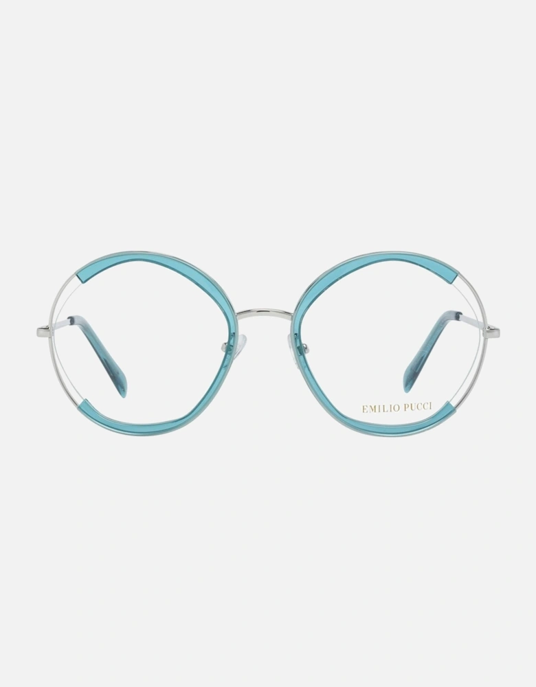 Round Full-Rim Metal & Plastic Frame Glasses Women - Turquoise