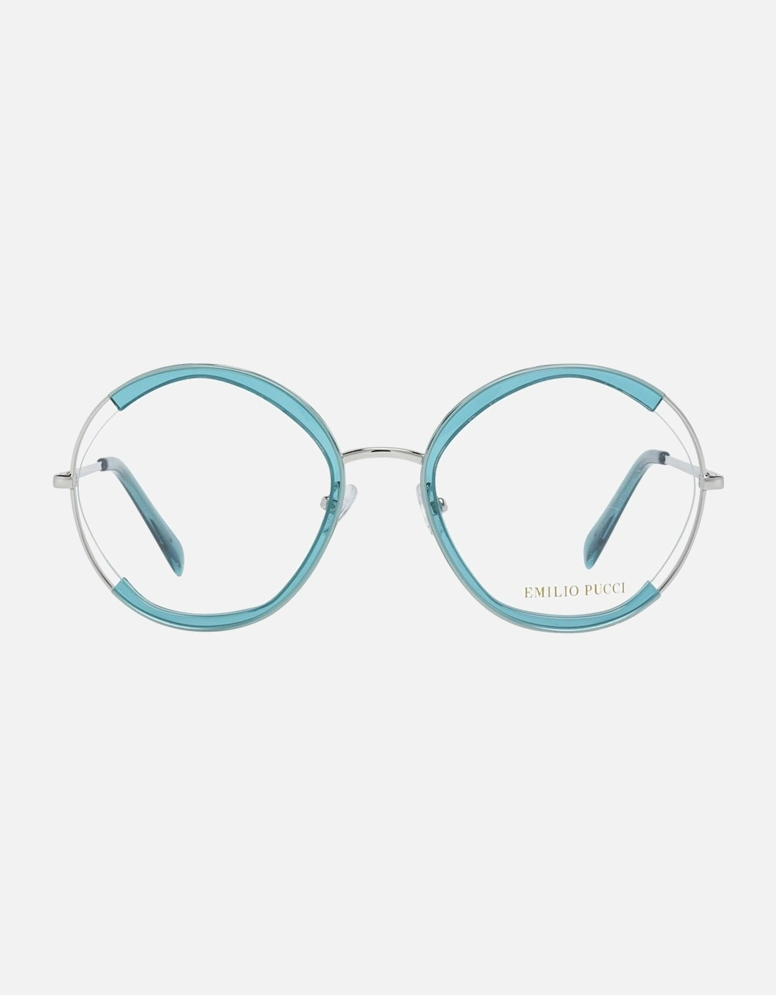 Round Full-Rim Metal & Plastic Frame Glasses Women - Turquoise