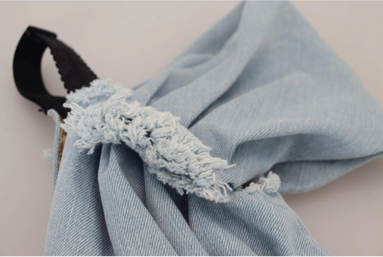 Denim Mini Dress TwoTone Wrap Style Women - Blue Dresses