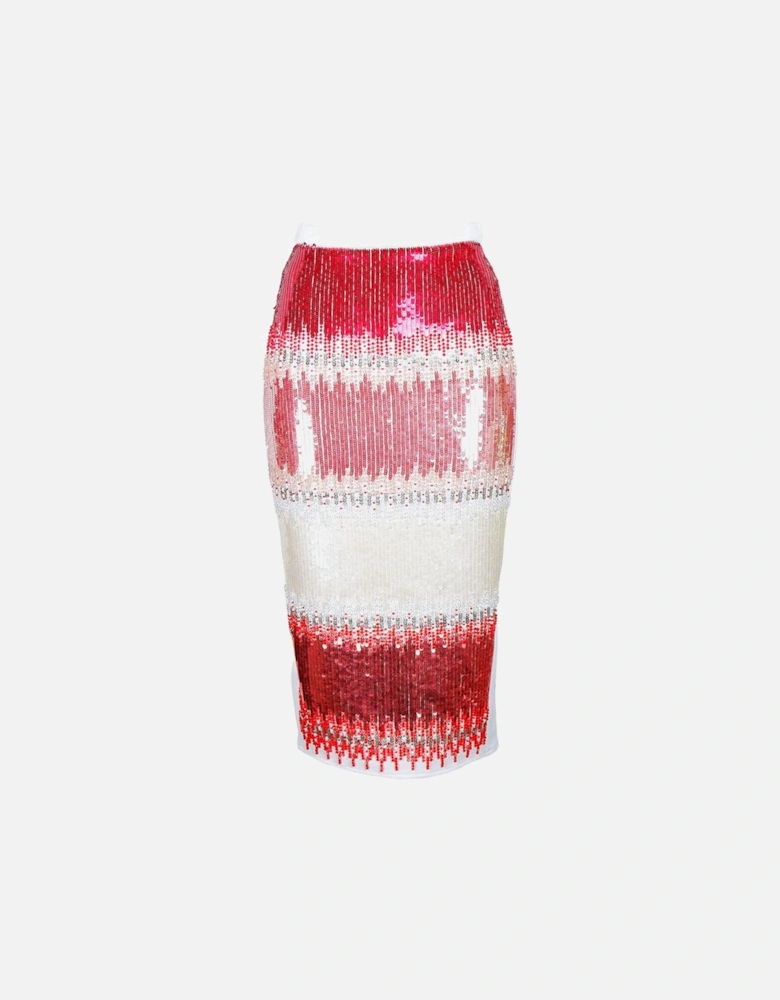Crepe Skirt with Sequin Embellishments Women - White