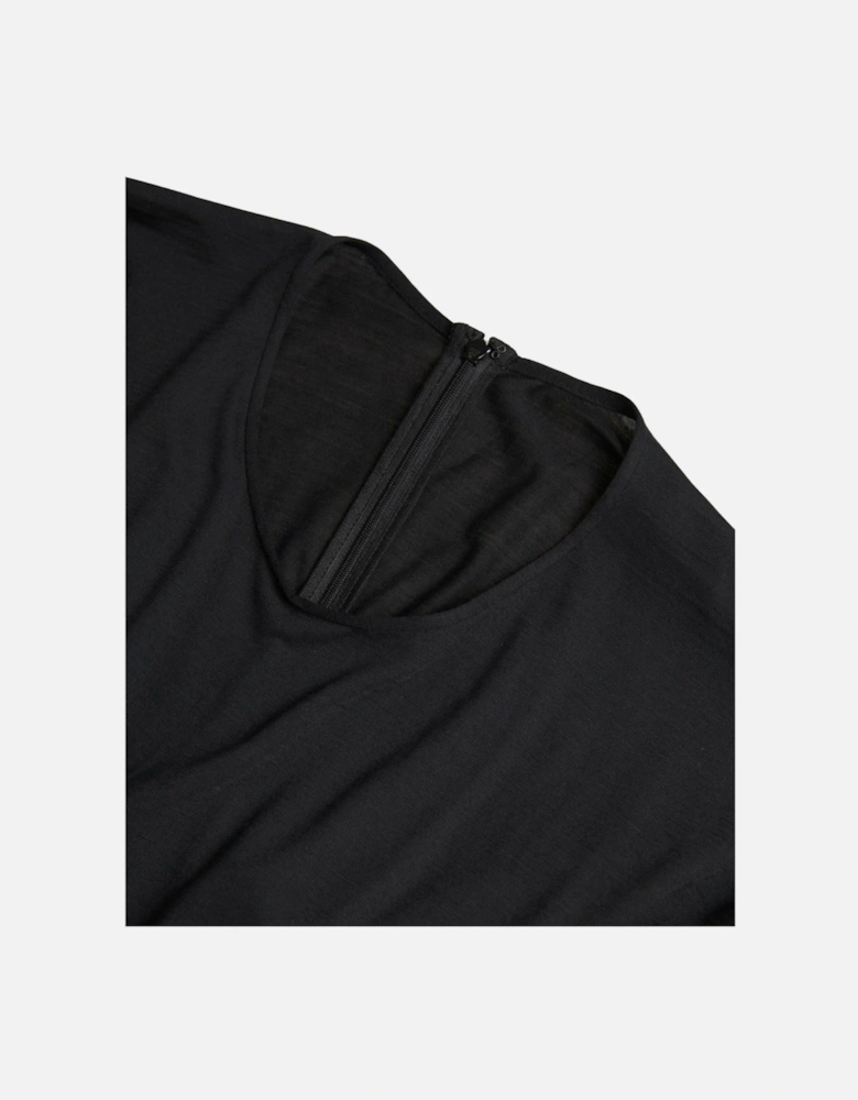 Rose Detail Midi Dress Long Sleeves Women - Black Dresses