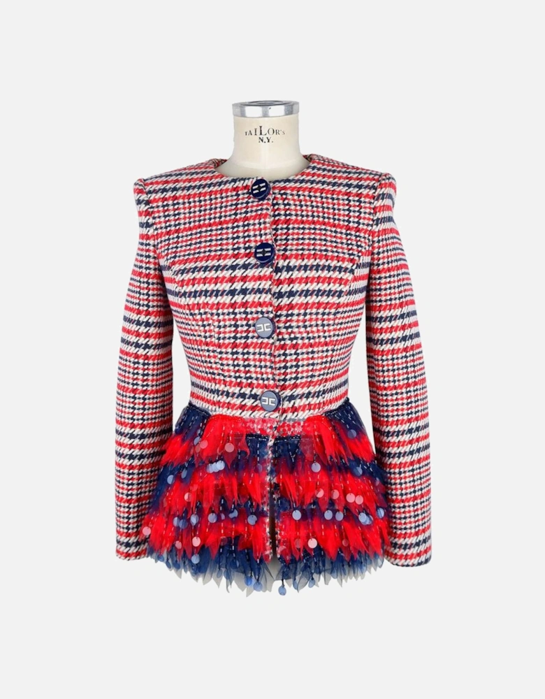 Sequined Jacket with Glass Star Details Women - Red Suits