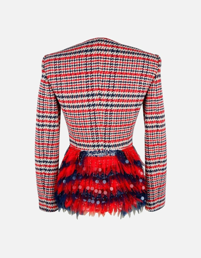 Sequined Jacket with Glass Star Details Women - Red Suits