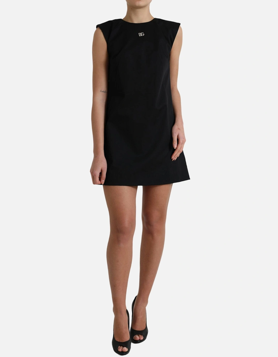 Sleeveless A-Line Mini Dress with Zipper Closure and Logo Details, 7 of 6