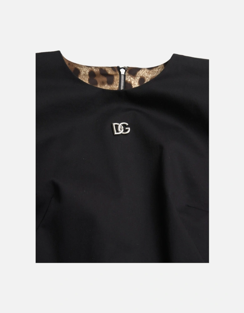 Sleeveless A-Line Mini Dress with Zipper Closure and Logo Details