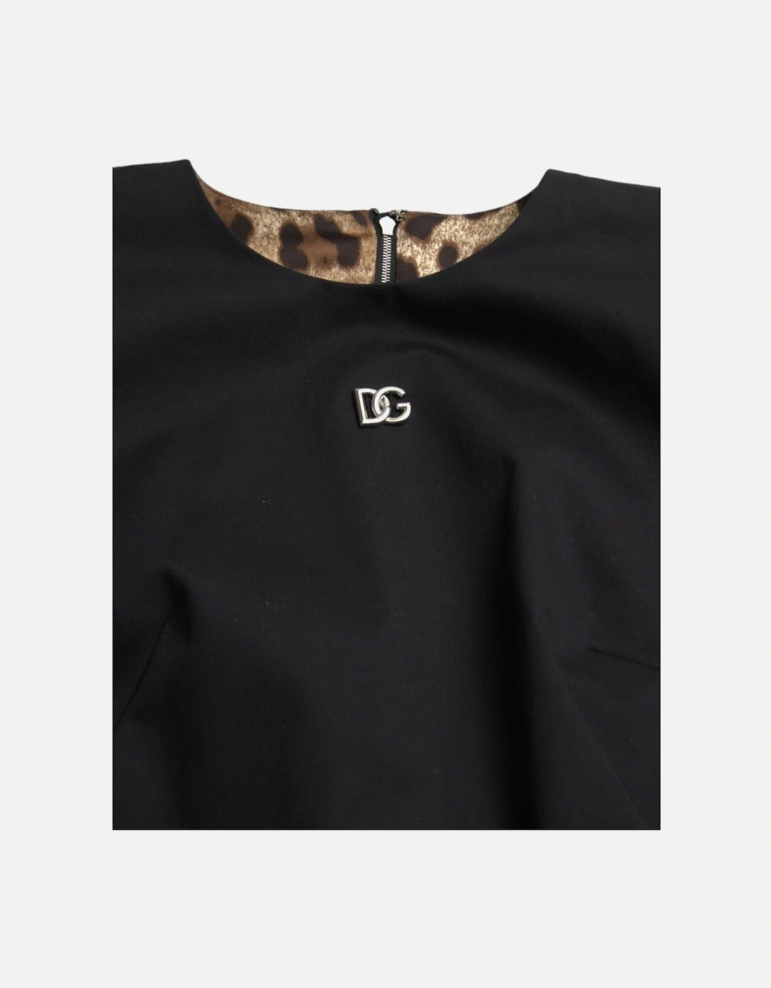 Sleeveless A-Line Mini Dress with Zipper Closure and Logo Details