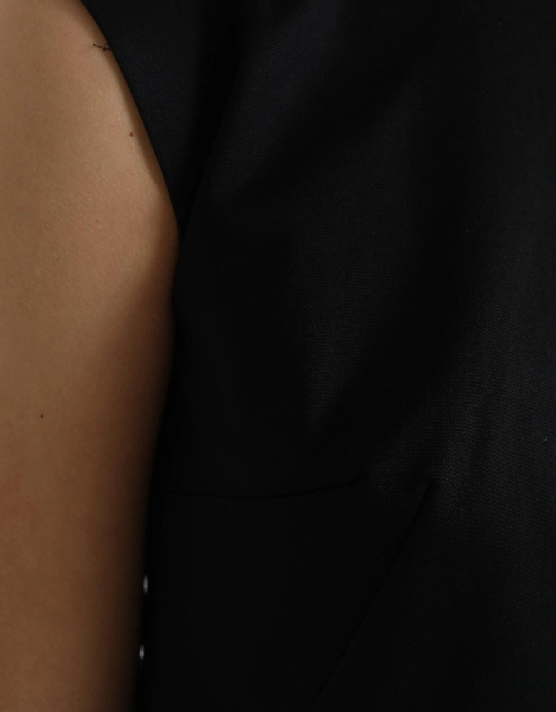 Sleeveless A-Line Mini Dress with Zipper Closure and Logo Details