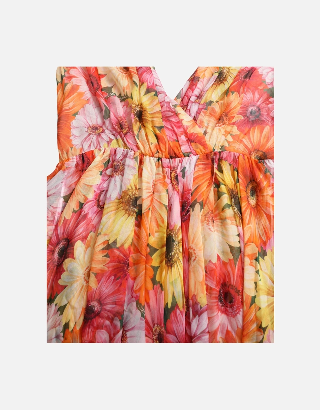 Floral Print Silk Dress with Ruched Detailing and Flared Skirt Women -