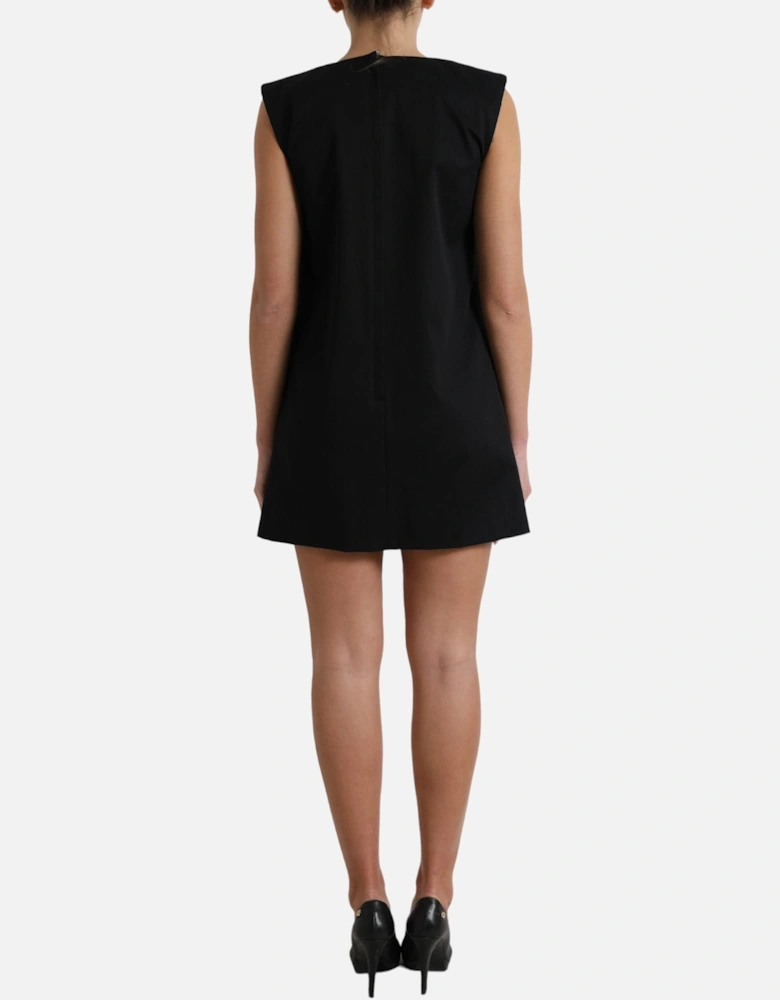 Sleeveless A-Line Mini Dress with Zipper Closure and Logo Details