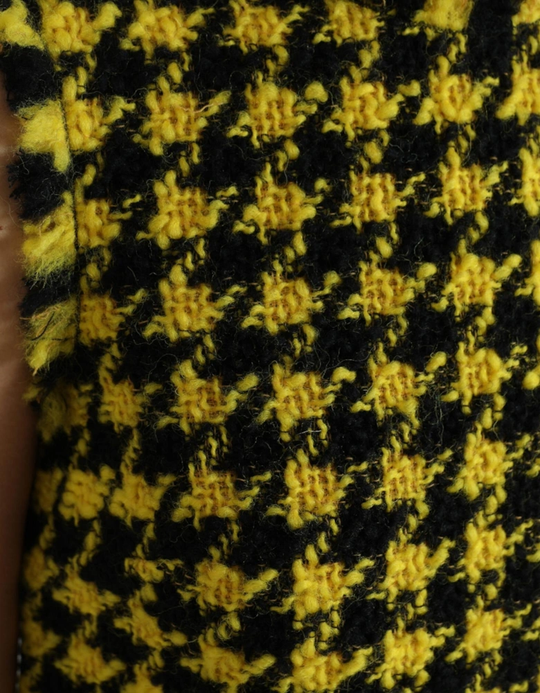Houndstooth Mini Dress Sleeveless Shift Dress Women - Yellow Dresses