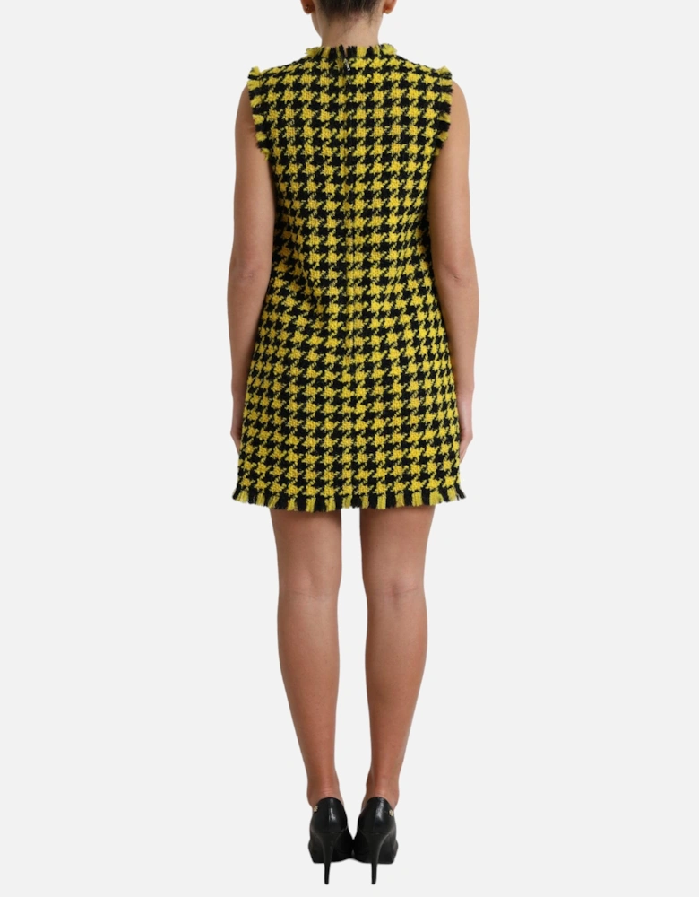 Houndstooth Mini Dress Sleeveless Shift Dress Women - Yellow Dresses