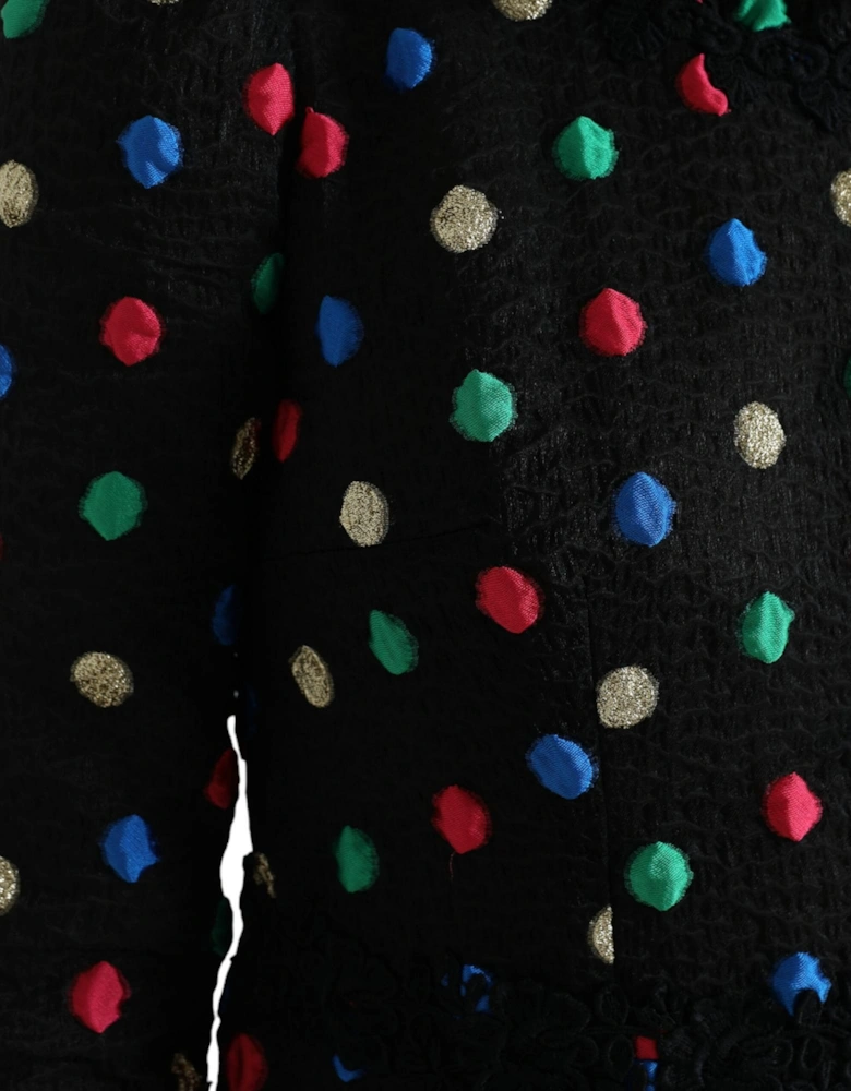 Pencil Dress Multicolor Polka Dot 34 Sleeves Women - Black Dresses