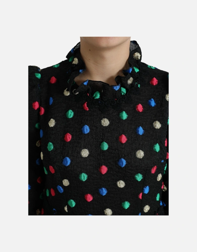 Pencil Dress Multicolor Polka Dot 34 Sleeves Women - Black Dresses