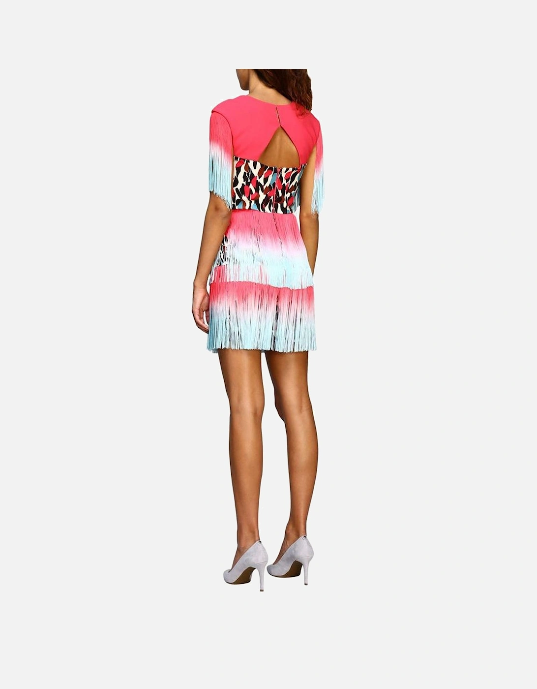 Fringed Mini Dress Sweetheart Neckline Women - Pink Dresses