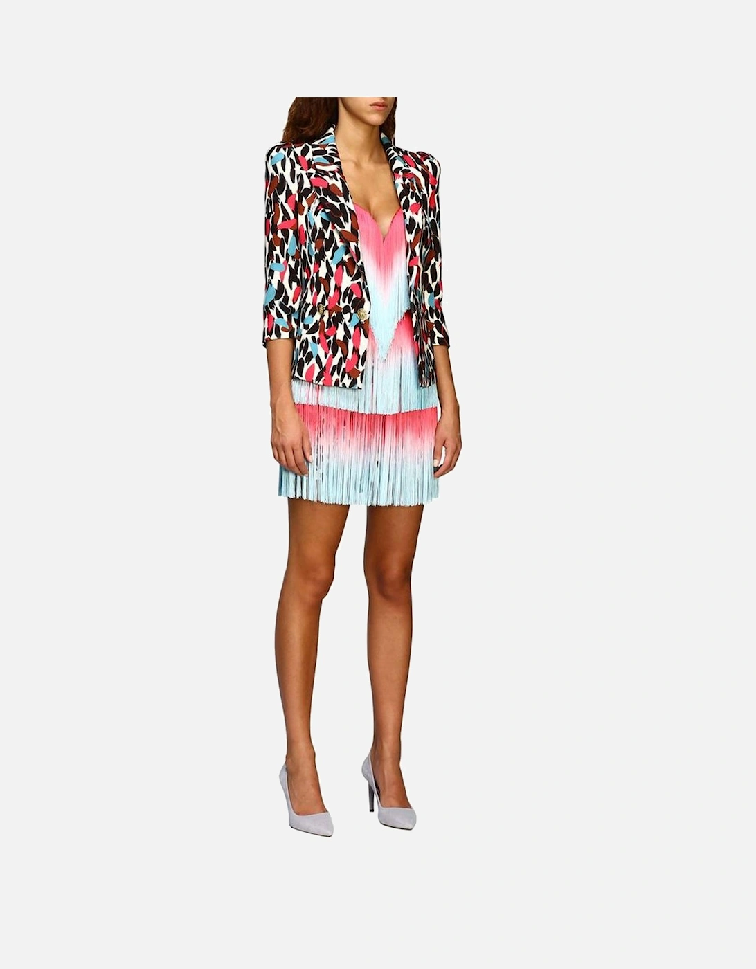 Fringed Mini Dress Sweetheart Neckline Women - Pink Dresses
