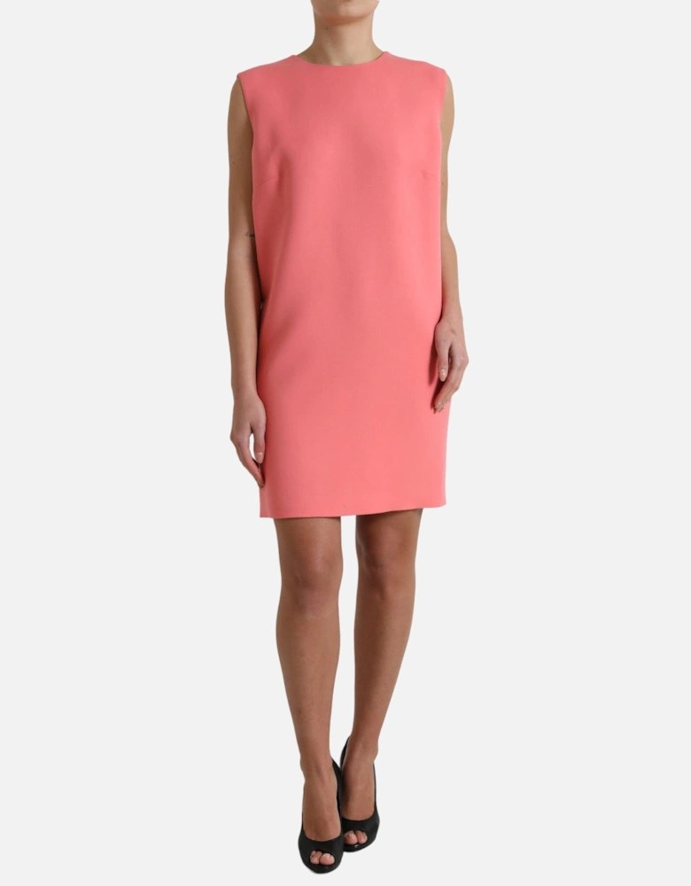 Sleeveless Virgin Wool Shift Mini Dress Women - Pink Dresses