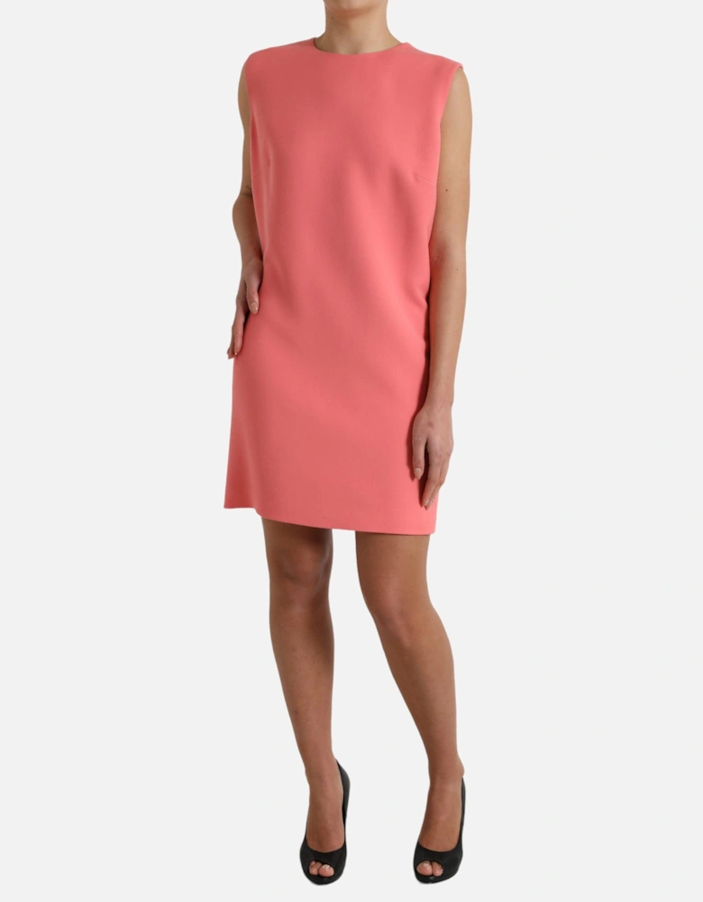 Sleeveless Virgin Wool Shift Mini Dress Women - Pink Dresses