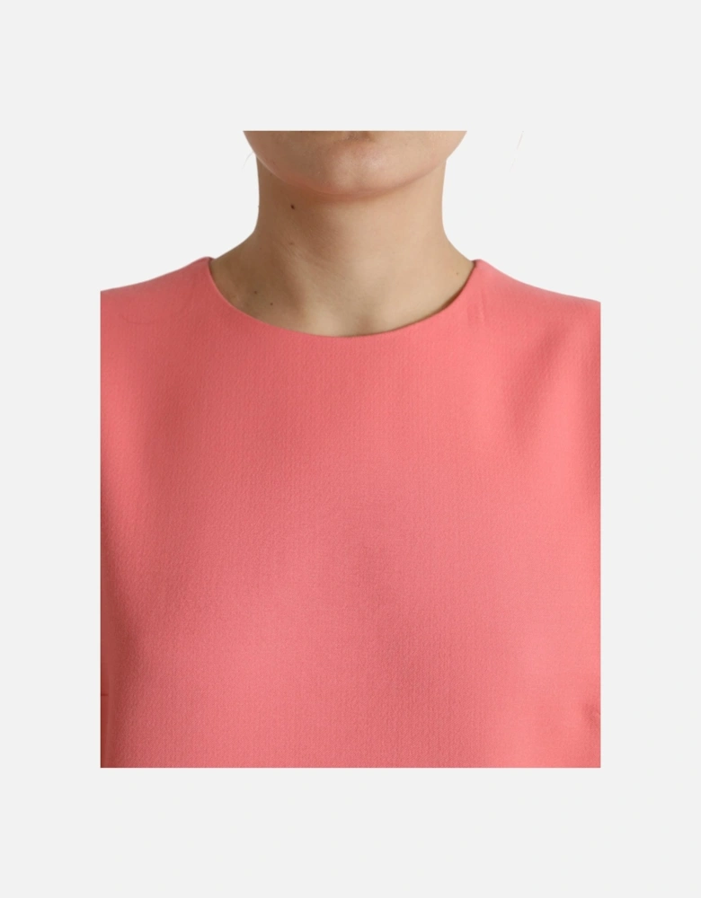 Sleeveless Virgin Wool Shift Mini Dress Women - Pink Dresses