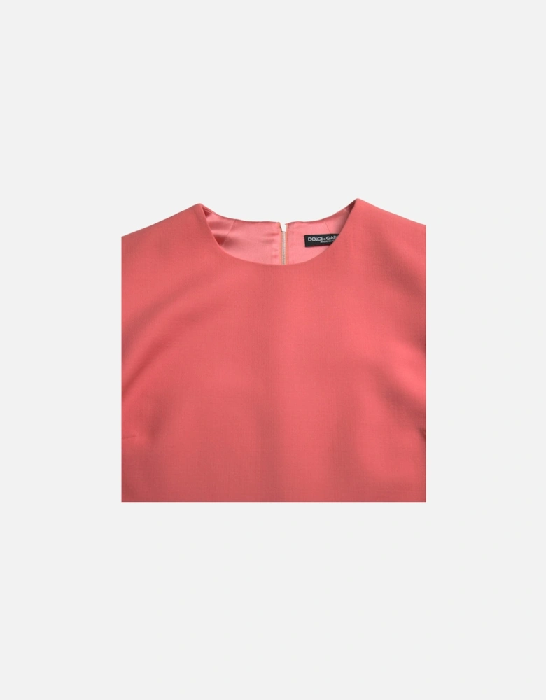 Sleeveless Virgin Wool Shift Mini Dress Women - Pink Dresses