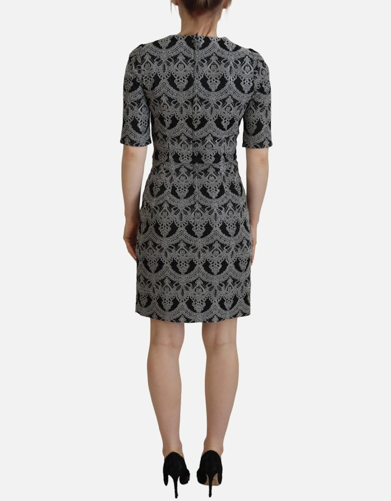 Lace Sheath Dress Embroidered Mini Dress Women - Black Dresses
