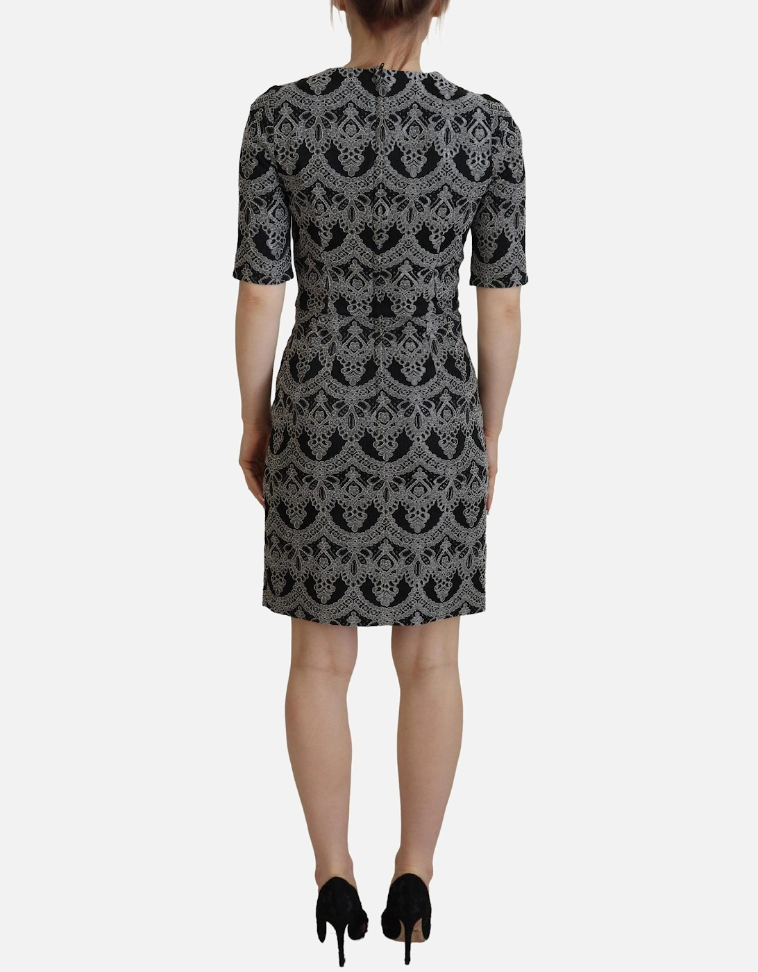 Lace Sheath Dress Embroidered Mini Dress Women - Black Dresses