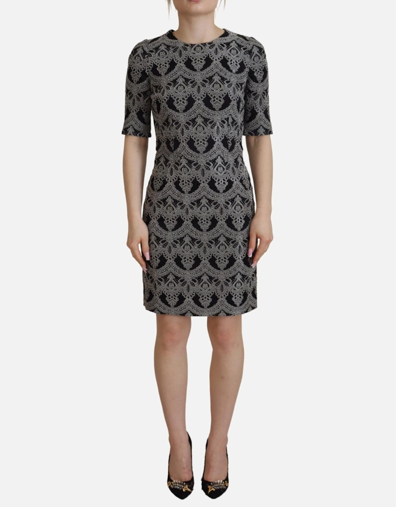 Lace Sheath Dress Embroidered Mini Dress Women - Black Dresses