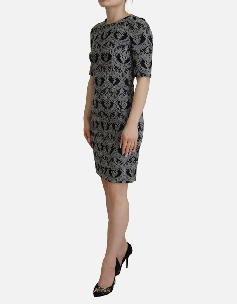 Lace Sheath Dress Embroidered Mini Dress Women - Black Dresses