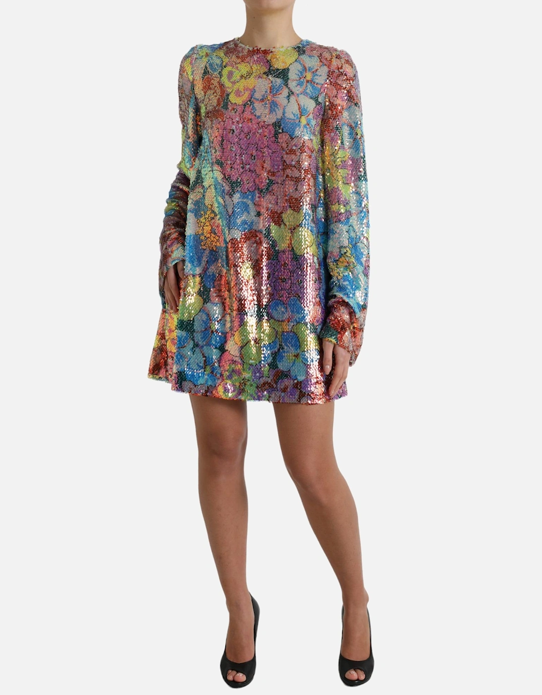Sequined Mini Dress with Floral Design Women - Multicolor Dresses