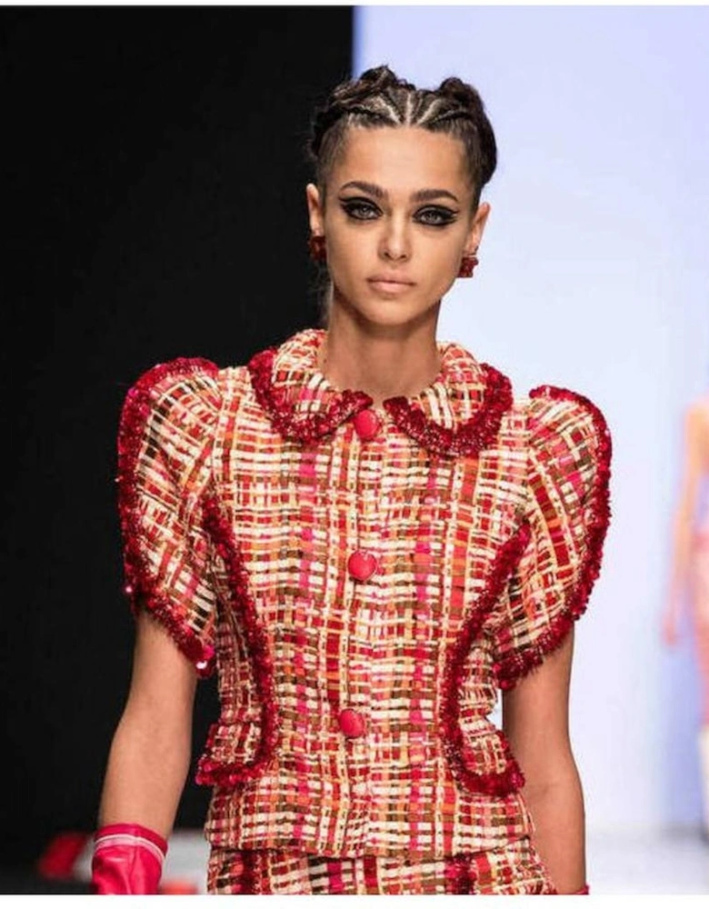 Tweed Jacket Puff Sleeves EL8283 Women - Pink Suits