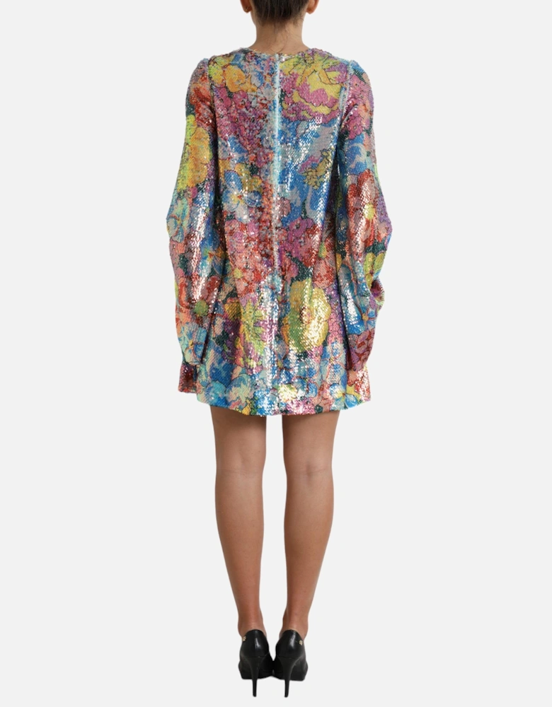 Sequined Mini Dress with Floral Design Women - Multicolor Dresses