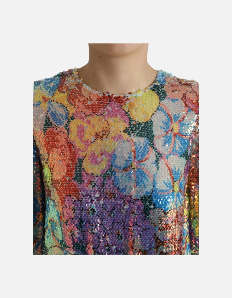 Sequined Mini Dress with Floral Design Women - Multicolor Dresses