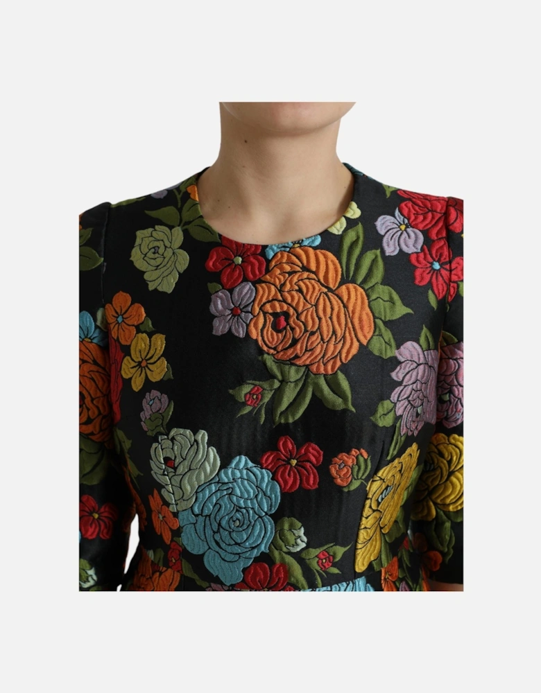 Floral Brocade Dress Multicolor Women - Black Dresses