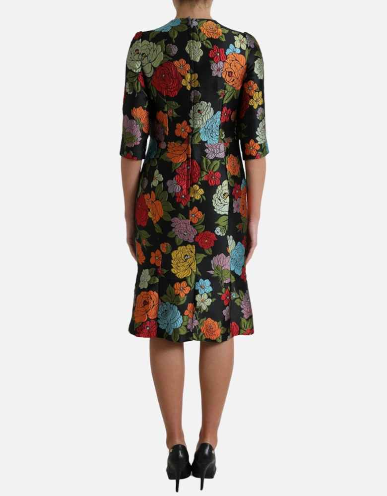 Floral Brocade Dress Multicolor Women - Black Dresses