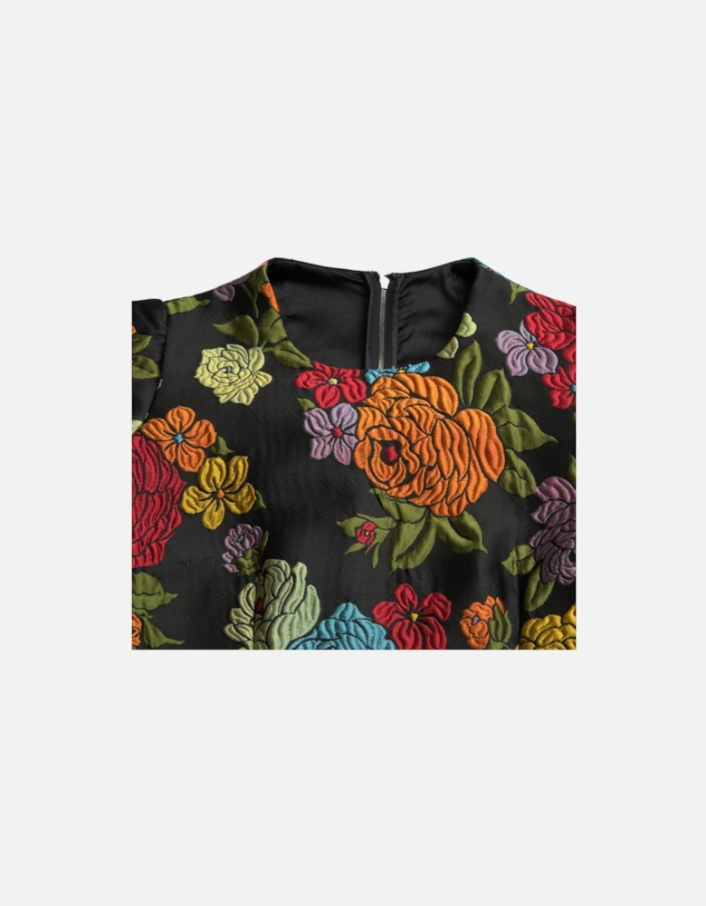 Floral Brocade Dress Multicolor Women - Black Dresses