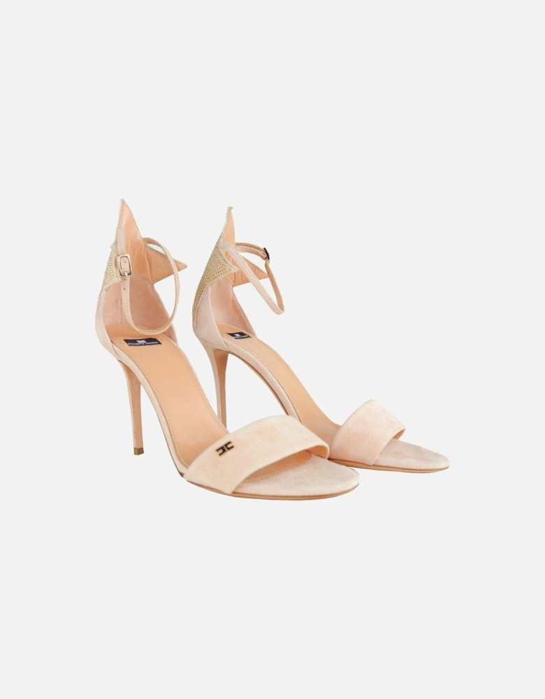 Suede Calfskin Sandals with Metal Studs Women - Pink Pumps