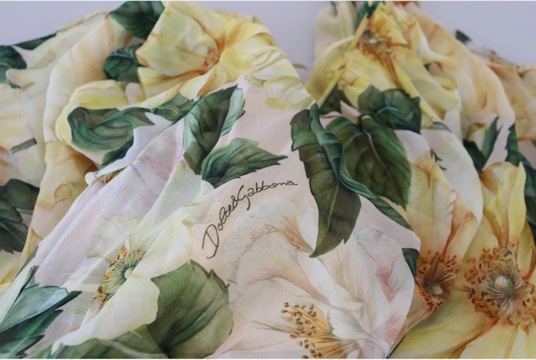 FloralPrint Silk Midi Dress Women - Yellow Dresses