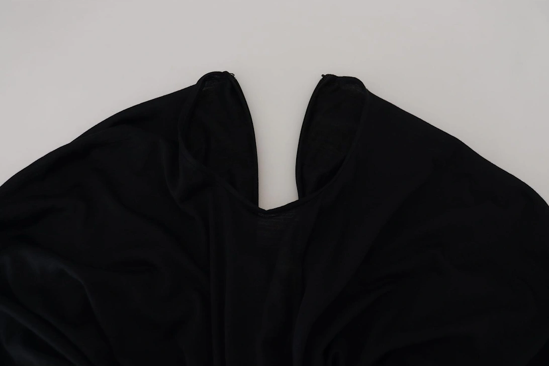 Rose Detail Midi Dress Long Sleeve Knit Midi Dress Women - Black