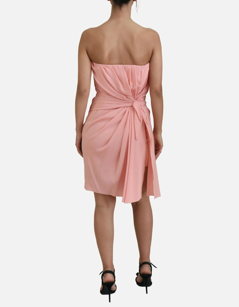 Strapless Midi Dress with Back Zip Closure Women - Pink Dresses