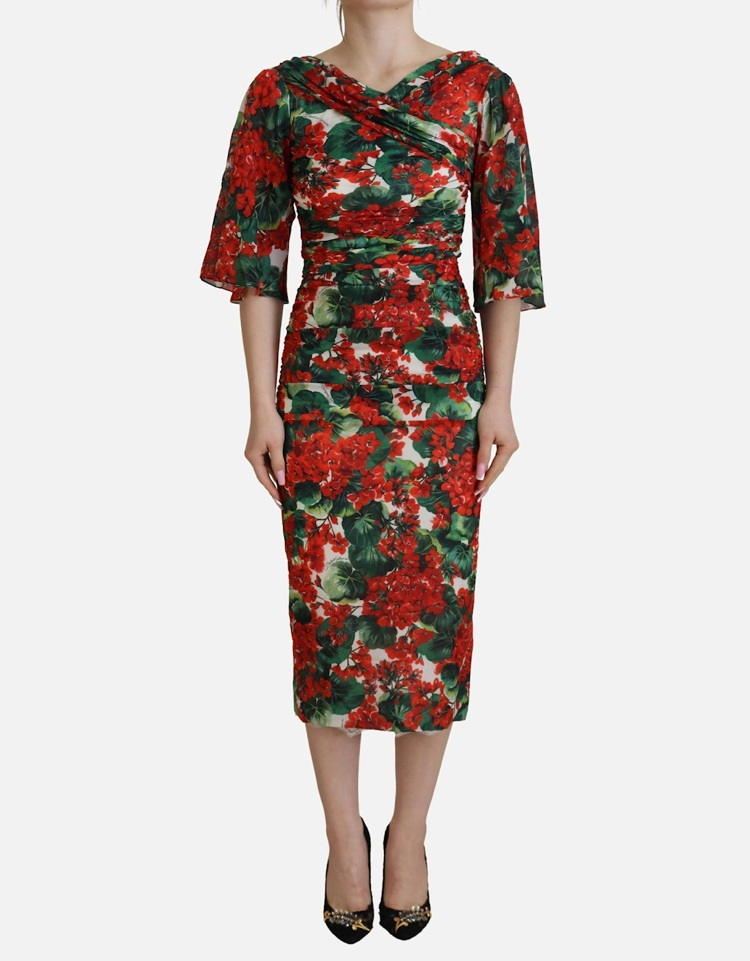 Floral Print Midi Dress Geranium Style Women - Multicolor Dresses, 7 of 6