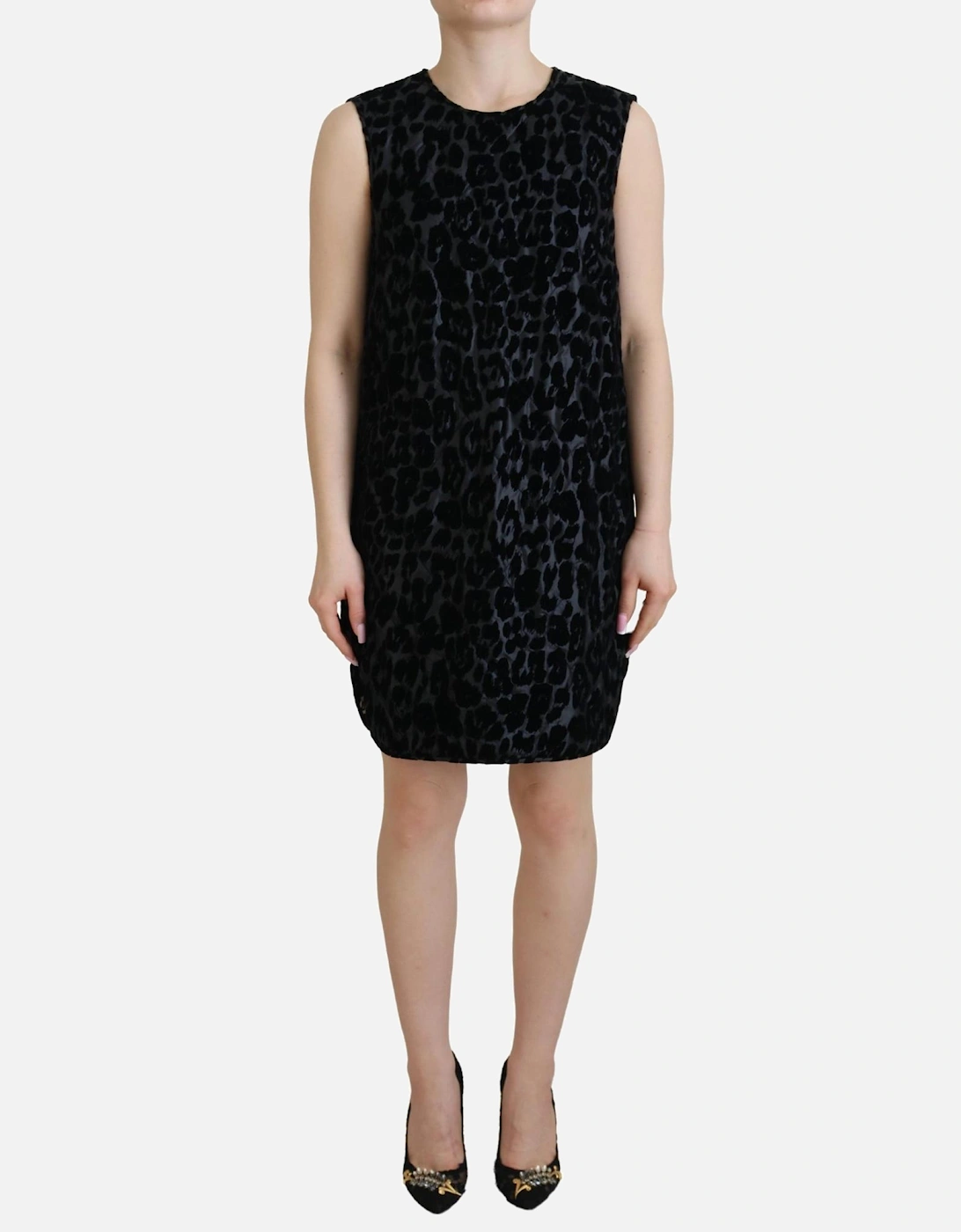 Velvet Mini Dress Leopard Print Sleeveless Women - Black Dresses, 7 of 6