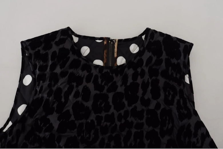 Velvet Mini Dress Leopard Print Sleeveless Women - Black Dresses