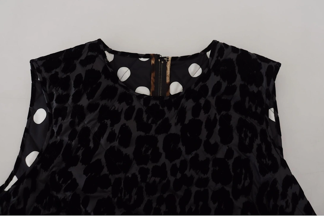 Velvet Mini Dress Leopard Print Sleeveless Women - Black Dresses