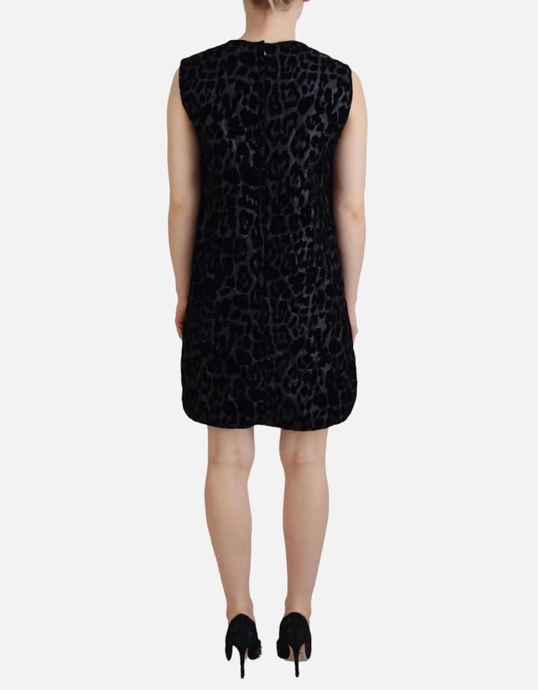 Velvet Mini Dress Leopard Print Sleeveless Women - Black Dresses