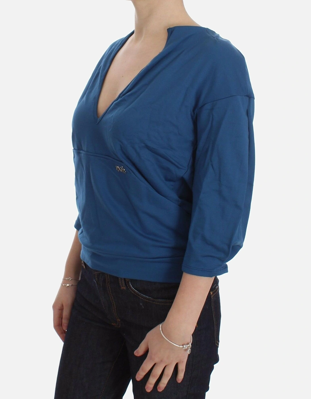 DRE10076 VNeck 34 Sleeve Top Women - Blue T-Shirts