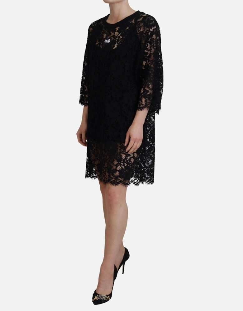 Lace Mini Dress 34 Sleeve Model DR28864 Women - Black Dresses