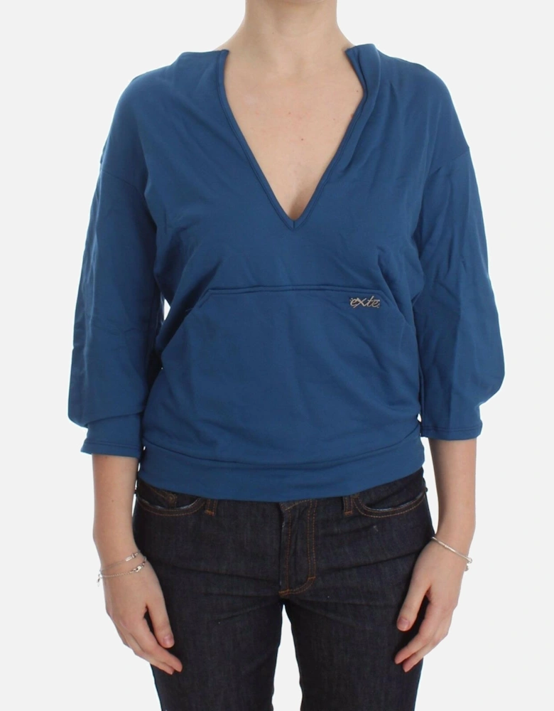 DRE10076 VNeck 34 Sleeve Top Women - Blue T-Shirts
