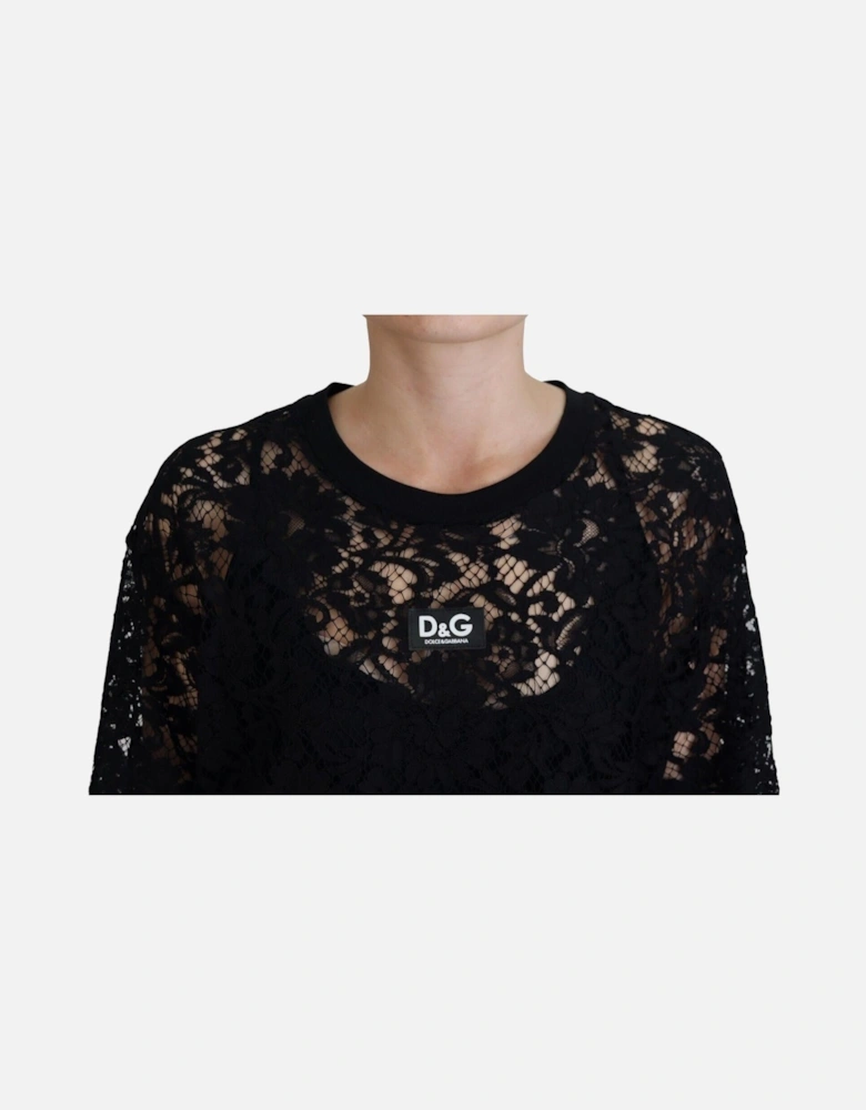Lace Mini Dress 34 Sleeve Model DR28864 Women - Black Dresses