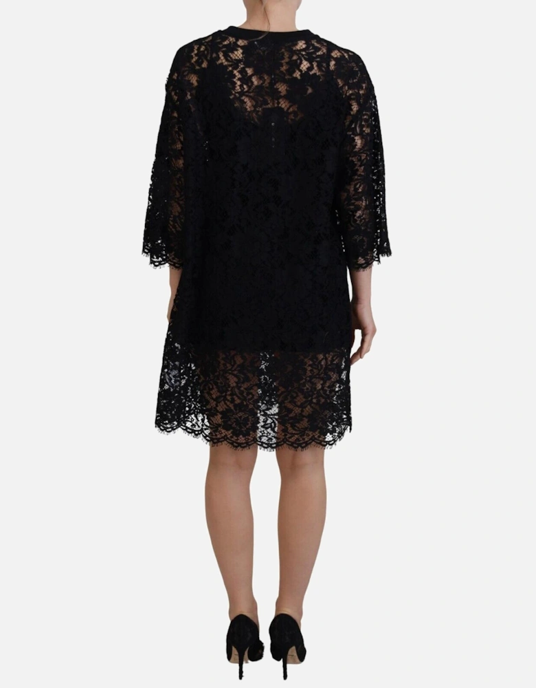 Lace Mini Dress 34 Sleeve Model DR28864 Women - Black Dresses