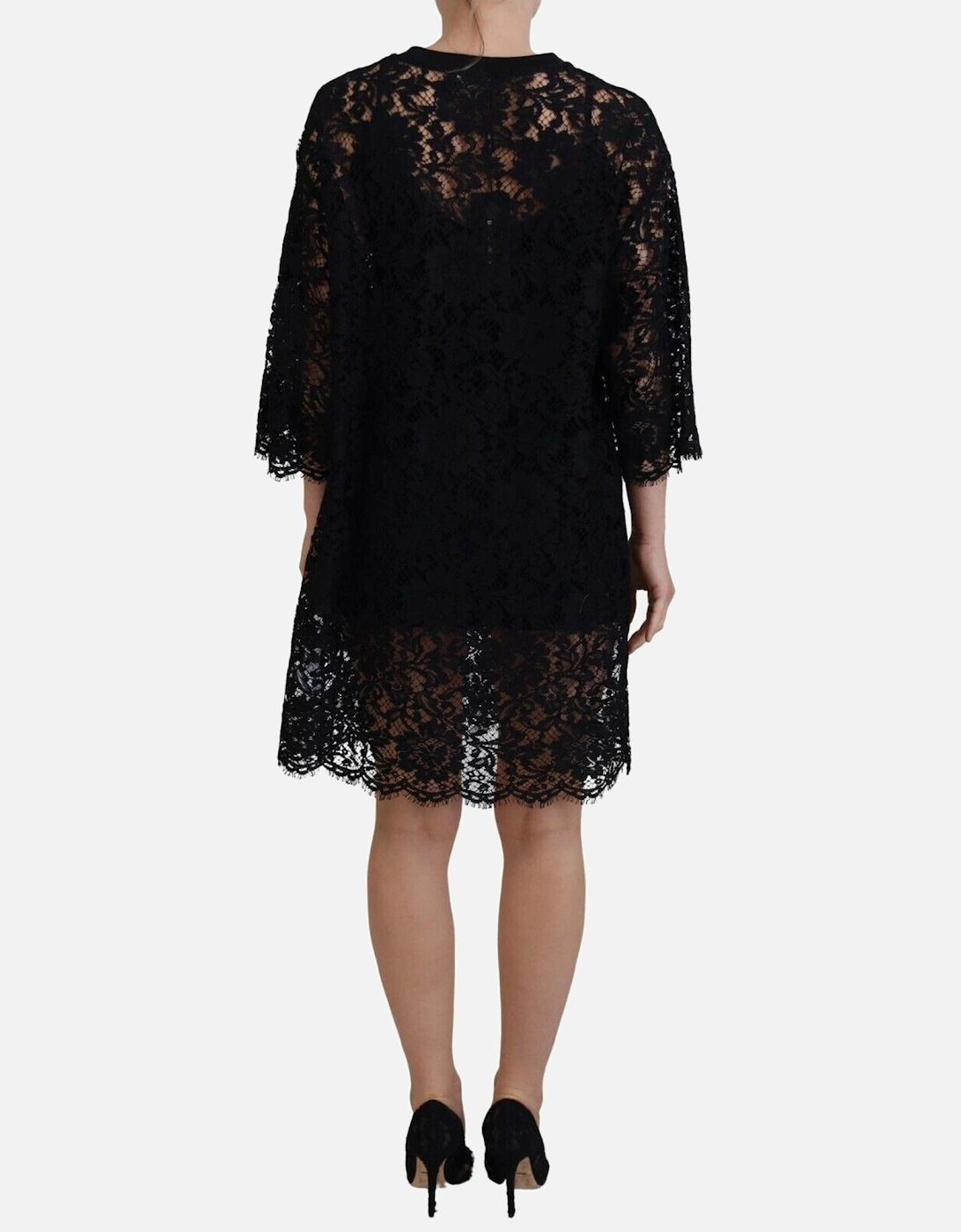 Lace Mini Dress 34 Sleeve Model DR28864 Women - Black Dresses
