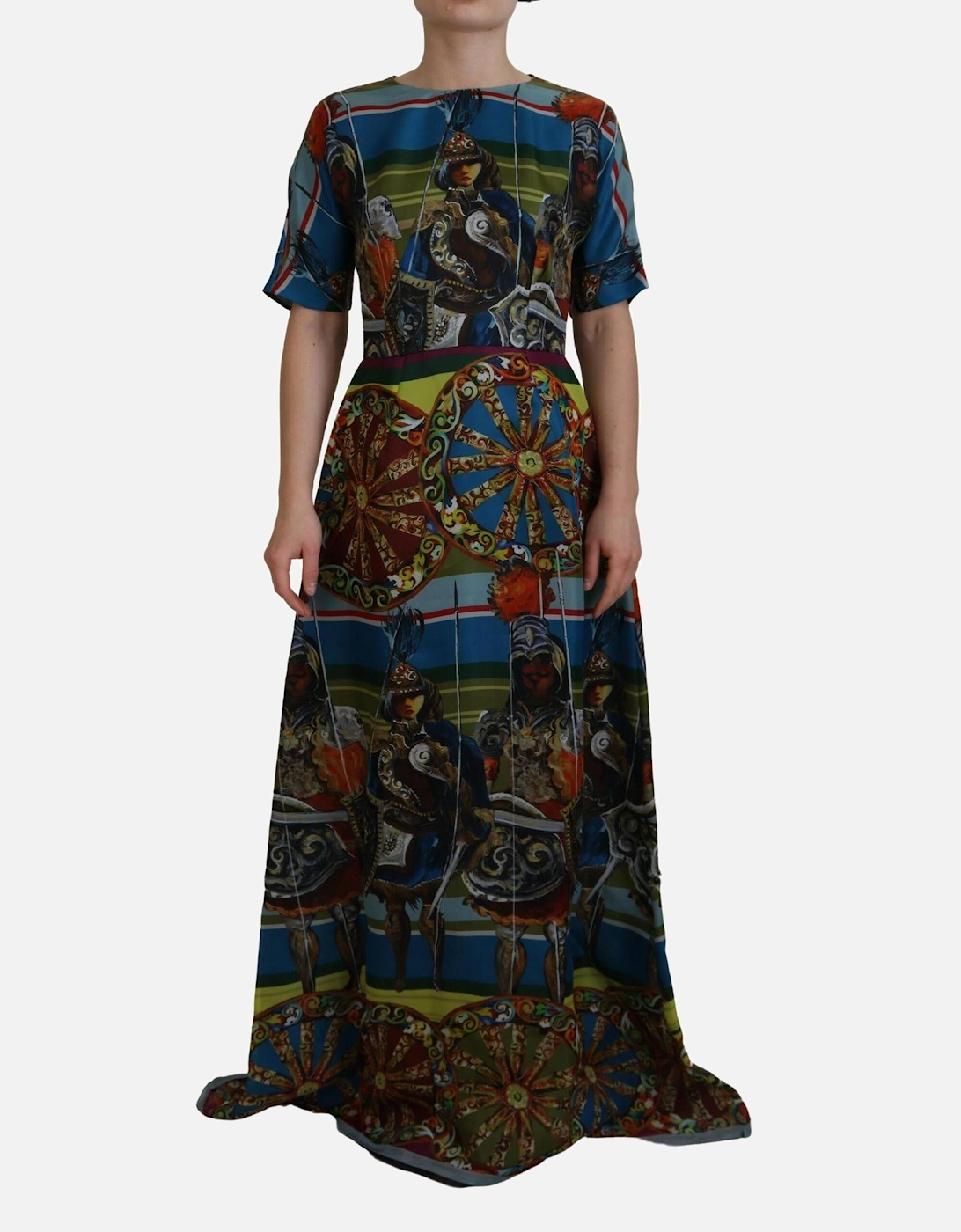 Printed Silk Maxi Dress Women - Multicolor Dresses, 7 of 6